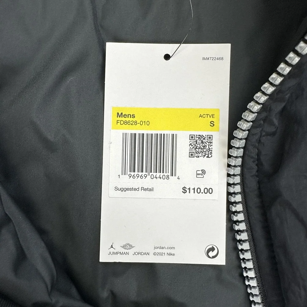 Jordan Essentials Vest Mens Small Black Fleece Full Zip Pockets Nike Air Jumpman